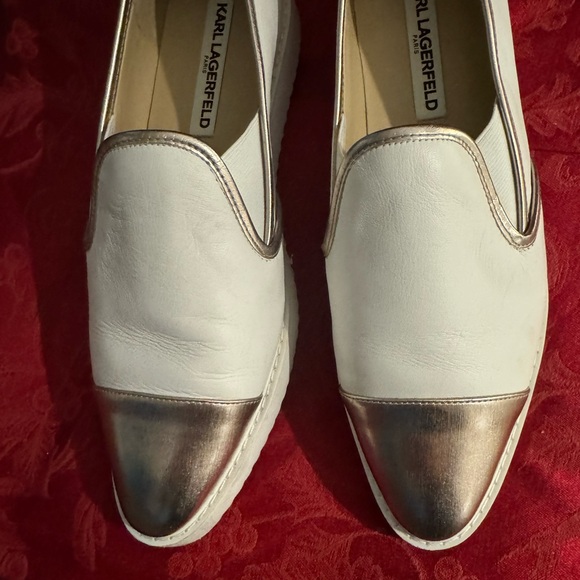 Karl Lagerfeld Cler Women’s Leather Cap Toe On loafers Size 9 - Picture 2 of 9